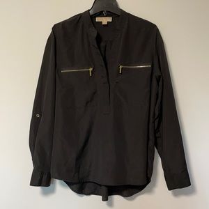 Michael Kors Black Half Button-up